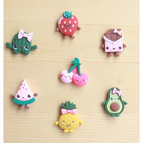 20pcs/lot DIY flat back resin cabochons accessories kawaii resin mini fruit with smile