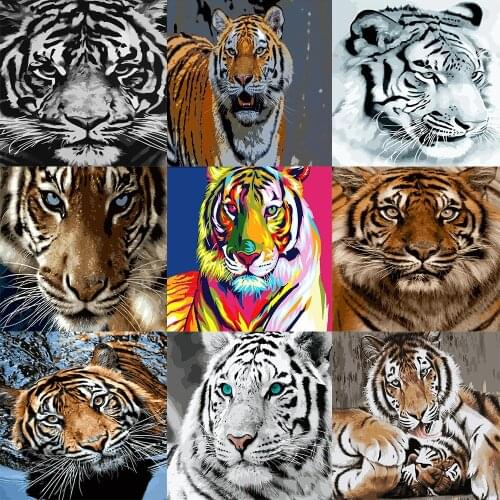 Tiger Oil Painting DIY Paint By Number Canvas Painting Animal Acrylic Paint Decoration Unique Gift For Adults Chrismes Gift