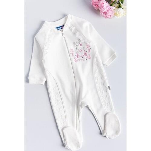 Babymod Rabbit Embroidered Lace Baby Girl Rompers