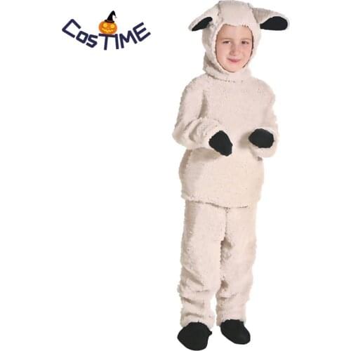 Little Lamb Costume Kids Sheep Costume Suit Animal Costume Fancy Dress Top Pants with Hood Halloween Costume for Kids