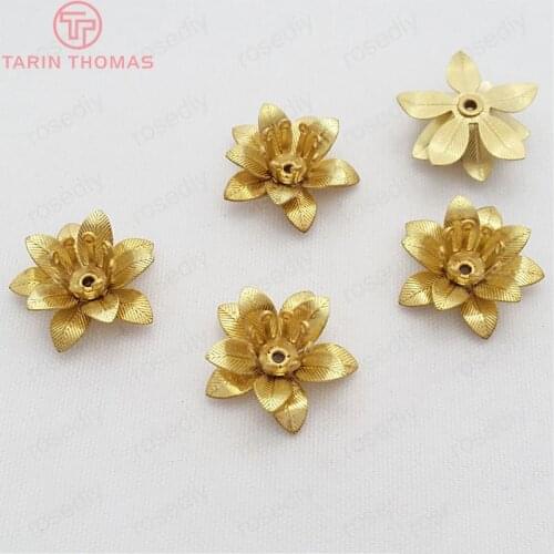 20PCS 15MM,height 6MM Not plated color Brass 3D Flowers Diy Jewelry Findings Jewelry Accessories wholesale