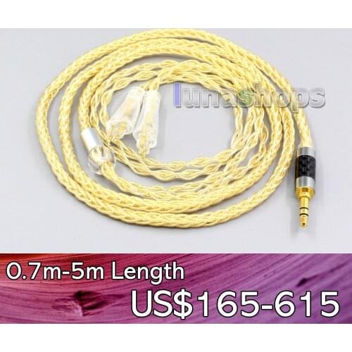 LN006493 8 Cores 99.99% Pure Silver + Gold Plated Earphone Cable For FOSTEX TH900 MKII MK2 TH-909 TR-X00 TH-600 Headphone