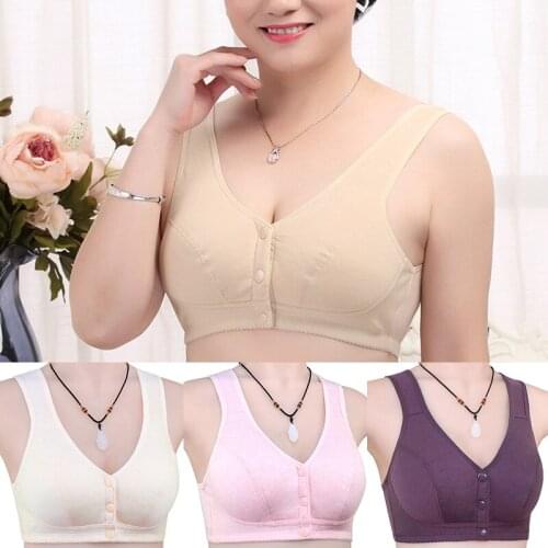 Soft Comfortable Cotton Front-Close Bralette Size 38-46 B C D Cup Big Size Bra Large Size Middle Age Women Everyday Wear