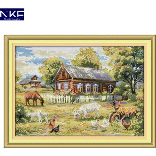 NKF Farm China Cross Stitch Diy Needlework Counted Print Cross Stitch Kit Embroidery Cross Craft Cross Stitch for Home Decor