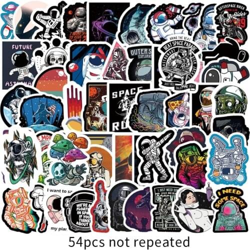 54 Pcs/Pack Outer Space Graffiti Stickers Astronaut For Luggage Motorcycle Laptop Refrigerator Toy Car Pvc Waterproof Sticker