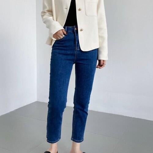 2021 New Autumn Casual Ladies Jeans Solid Color High Quality Women Bottoms Cotton Slim Fashion Elegant Female Trousers T367