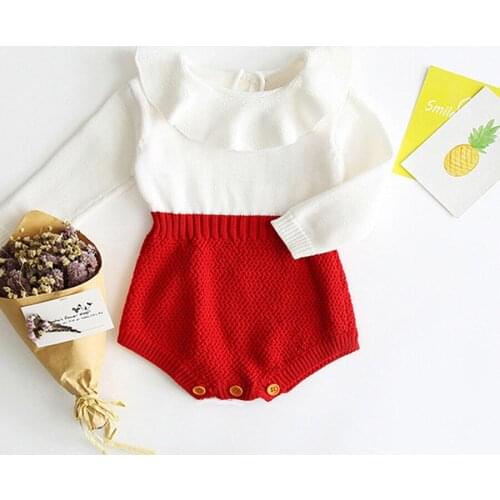 NEW Newborn Baby Girls Wool Long Sleeve Bodysuit Romper Patchwork Jumpsuit Outfit Clothes Spring Autumn