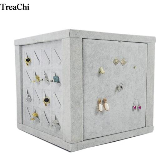 New Rotating Jewelry Display Case Portable Store Counter Ring Cufflinks Earrings Pendant Chain Stud Necklace Showcase Stand