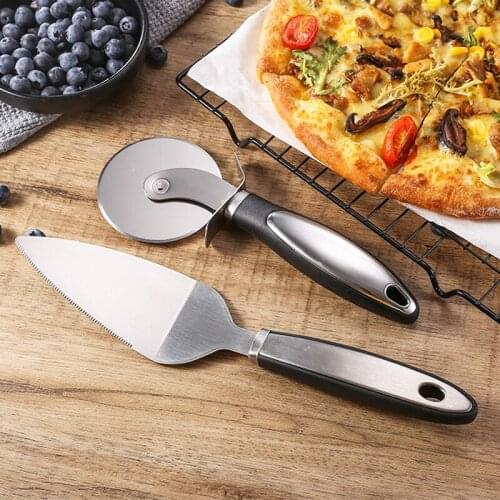 Pizza Cutter Stainless Steel Pizza Knife Cake Bread Pies Round Knife Pizza Shovel Pastry Pasta Dough Kitchen Baking Tools