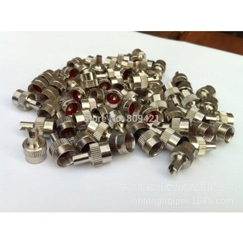 Whole Sale 100pcs/lot Bike Car Tire METAL SCHRADER VALVE DUST CAPS WITH VALVE KEY TOOL C-Cap Copper with Valve Core Remover