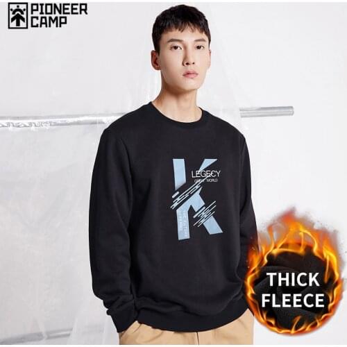 Pioneer Camp Winter Think Sweatshirts Hoodies Men Warm Fleece 100% Cotton Fashion Streetwear Mens Clothing AYK03006029