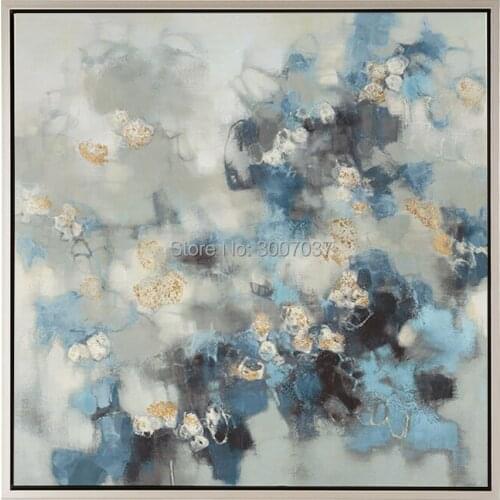 Professional Artist Pure HAND PAINTED High Quality Gold Blue and Black Oil Painting on Canvas Abstract Oil Picture Painting Art