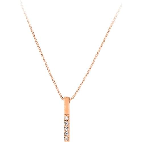 Simple Strip Pendant Necklace Inlay AAA Cubic Zircon Geometric Jewelry for Women Wedding Party Dainty Charm Clavicle Chain