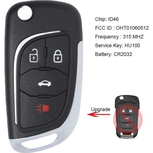 KEYECU Modify 4 Button Remote Control Key 315MHz ID46 for Chevrolet Equinox 2010-2017 FCC: OHT01060512