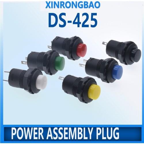 20PCS LOT Self-Lock /Momentary Pushbutton Switches DS425 DS428 12mm OFF- ON Push Button Switch DS-425 DS-428 various colors 1.5A