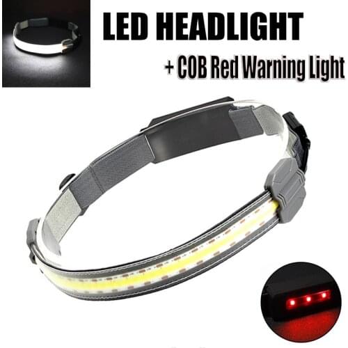 Super Bright Headlamp USB Rechargeable With COB Warning Headlight Flashlight Built-in 2400mah Lamp for Camping Running Fishing