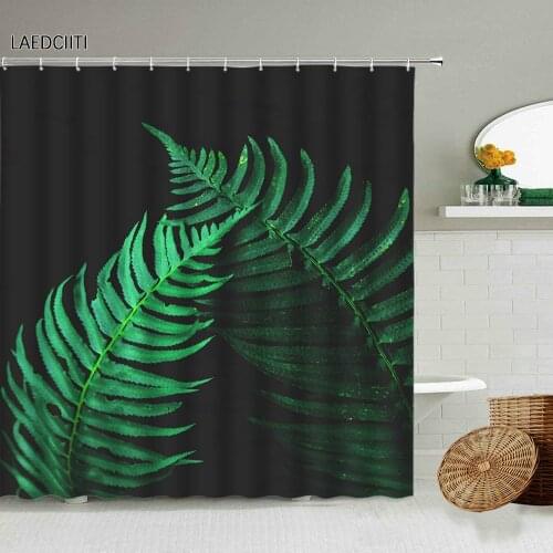 Tropical Green Leaf Shower Curtain Monstera Banana Leaf Palm Foliage Summer Jungle Theme Bathroom With Hook Waterproof Screen