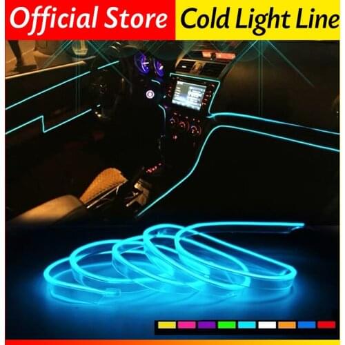 Car USB cold light line atmosphere lamp light guide bar in car wiring free refitting wireless car interior led invisible lamp