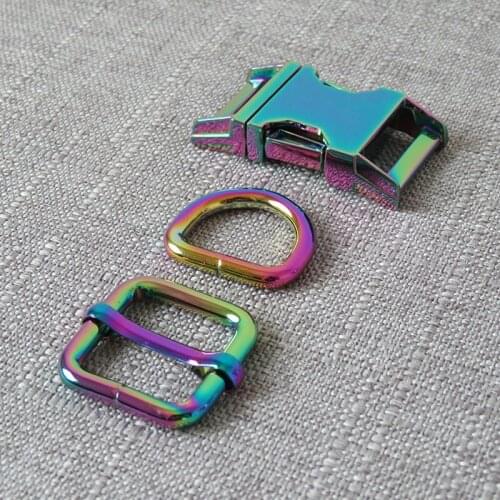 20Sets 20mm Heavy Metal D Ring Webbing Clip Buckle Loop Straps Bag Dog Collar Paracord Belt Adjuster Clasp Garment DIY Accessory