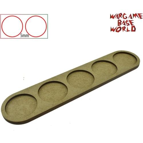 Wargame Base World - Movement Tray -5 bases 40mm round - line Shape MDF