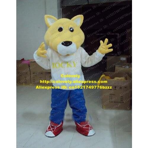 Vivid Yellow Wolf Coyote Mascot Costume Mascotte Lion Lioness Simba Adult With Small White Ears Yellow Head No.1379 Free Ship