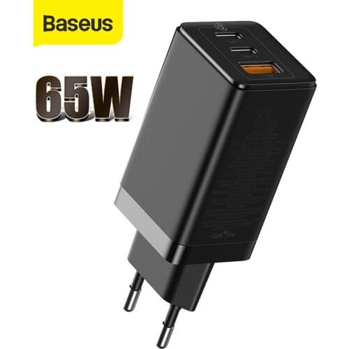 Baseus GaN Charger 65W Quick Charge 4.0 PD Fast Charge AFC FCP Travel Charger For Macbook Pro For iPhone 11 X XS Huawei Mate20