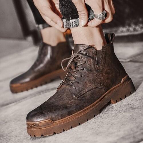 Winter Boots Men Leather Shoes Men Ankle Boots Leather Male Footwear Fashion Sneakers Men Shoes