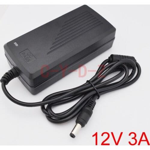 1pcs High quality 12V 3A AC 100V-240V Converter AdapterDC12V 3A 36W Power Supply DC 5.5mm x 2.1mm-2.5mm for 5050/3528 LED Light