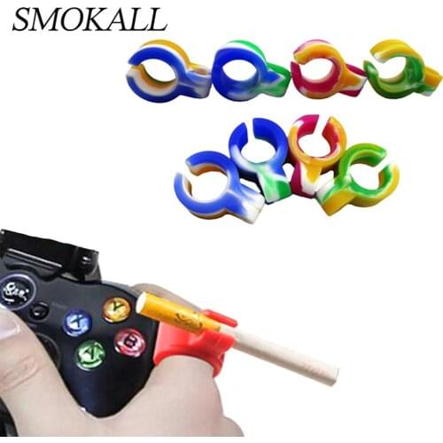 10Pcs Silicone Finger Ring Cigarette Holder Waterproof Smoking Tobacco Smoke Cigarette Accessories Herb Pipas Fumar Hierba