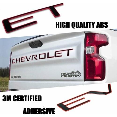 Tailgate 3D Domed Raised Letters Compatible with 2019 2020 Silverado Models (Black with Red Outline)