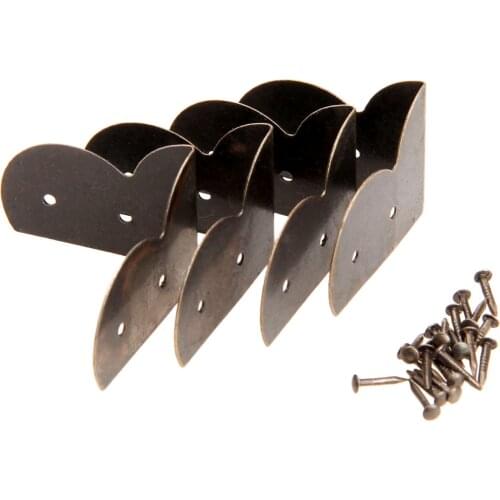 4Pcs Antique Bronze Corner Protector for Furniture Vintage Metal Decorative Corner Bracket for Chest Case Box Furniture Fittings