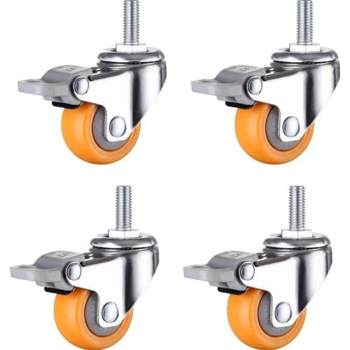 4pcs Furniture Castor Heavy Duty Transport Home Chrome Plating Easy Install With Brake Hardware 360 Degree Rotation Nylon Wheel