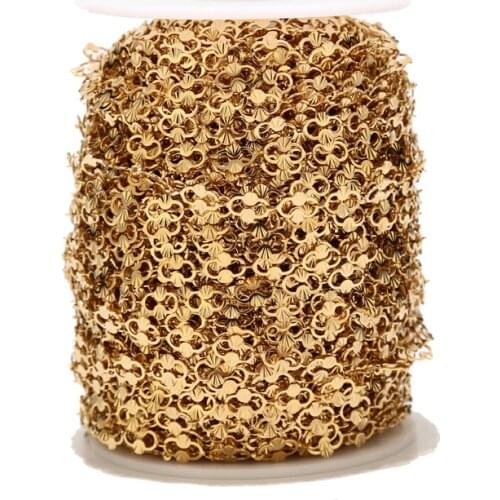 6mm width Chains for Jewelry Making Stainless Steel flower Link Chain Bulk for DIY Jewelry craft making gold/silver tone