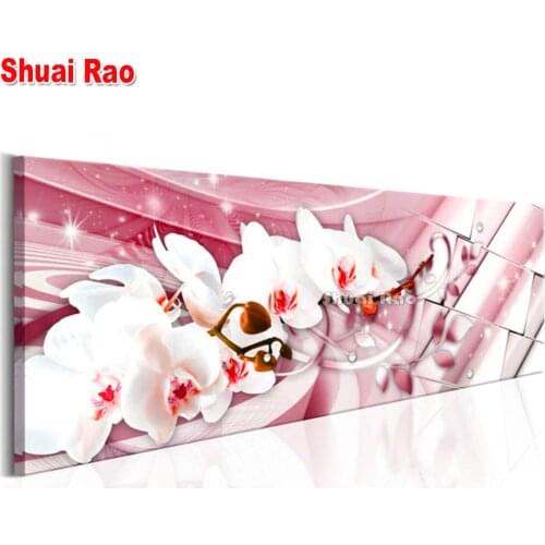 Pink Orchid diy diamond embroidery Flower Large diamond painting mosaic full square round drill sofa decoration 2021 Gift