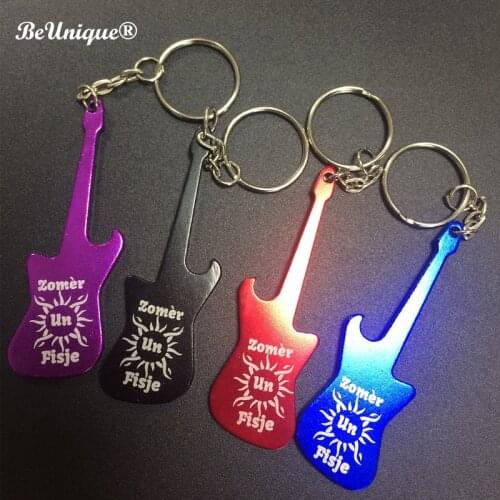 Aluminium Guitar shape bottle opener keychain Beer Opener hanging buckle musical instrument keyring souvenir gifts Custom logo