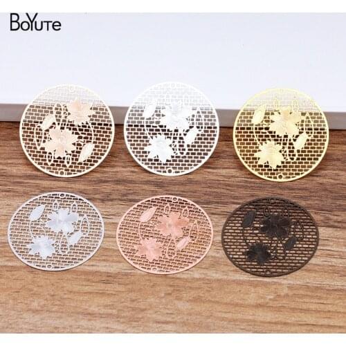 BoYuTe (20 Pieces/Lot) 36MM Metal Brass Hollow out Lotus Corroded Sheets Diy Hand Made Earrings Jewelry Making Accessories