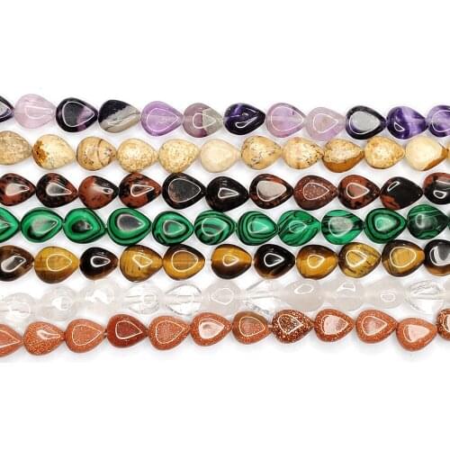 Natural Stone Beads Drop-shaped Flat-shaped Malachite Tiger Eye Stone Agate Loose Stone Beads Jewelry DIY Bracelet Necklace