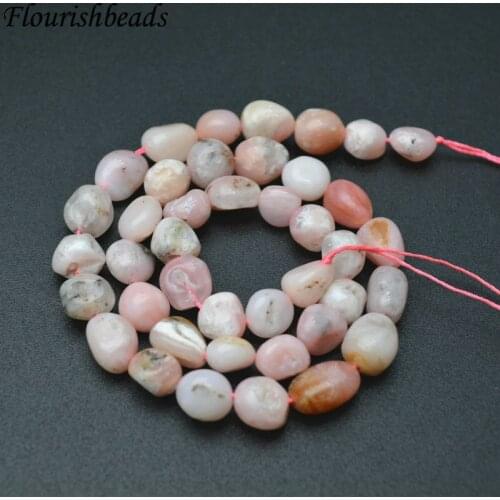 8~10mm Natural Pink Opal Smooth Stone Oval Shape Nugget Loose Beads Jewelry Making Supplies 1 Strand