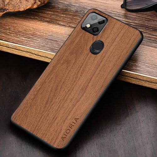 WoodLike case for Xiaomi Redmi 9C NFC soft TPU Hard PC PU leather 3in1 material coque fundas covers for Redmi 9C