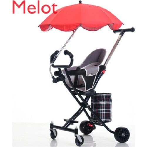 Four-Wheel Baby Stroller with Baby Children Tricycle Lightweight Folding