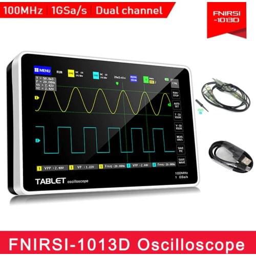 1013D Digital Oscilloscope 2 Channels 100MHz Bandwidth 1GSa/s Sampling Rate USB Osciloscopio with Color TFT LCD Touching Screen