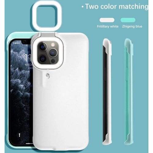 For iPhone 12 11 pro max LED Selfie Ring Flash Light Portable Flash Camera Phone Case Cover Flashlight for iPhone XS XR 7 8 Plus