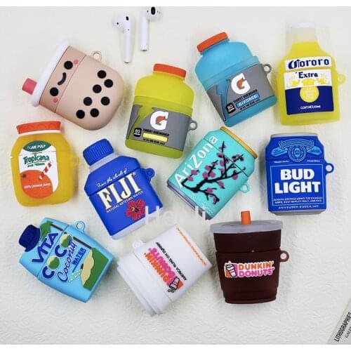 Luxury Brand Funnly Cute 3D Coffee Drink Bottle Silicone Case for Apple Airpods 1 2 Pro Bluetooth Earphone Accessories Cover