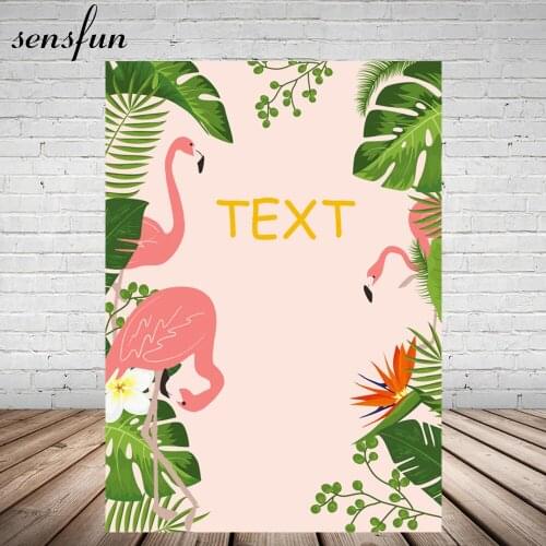 Pink Theme Photography Backdrop Flamingo Tropical Rainforest Birthday Party Custom Photo Printer Original Design