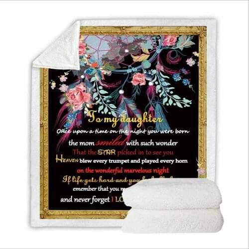 HELENGILI A LETTER TO MY DAUGHTER Sherpa Blanket Girly Floral Bedspread Velvet Plush Soft Comfortable Camping Aircraft Blanket