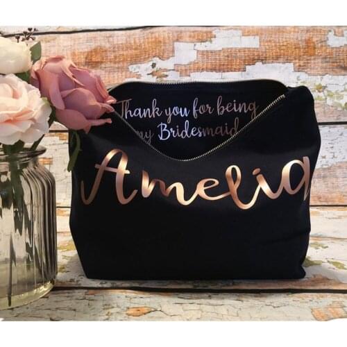 Personalized makeup Bag - Inside Message - Bridesmaid Bag - Bridesmaid Proposal gift- monogrammed makeup cosmetic bags clutch