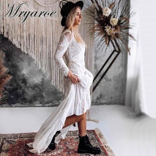 Mryarce Exquisite Lace Long Sleeve Backless Wedding Dress 2019 Boho Chic Wedding Dress Bridal Gowns robe de mariage
