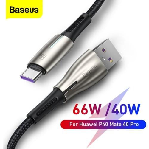 Baseus USB Type C Cable For Huawei P40 Mate 40 Pro 5A Fast Charging Data Cable For Xiaomi Mi 10 Ultra 11 Samsung USB-C Wire Cord