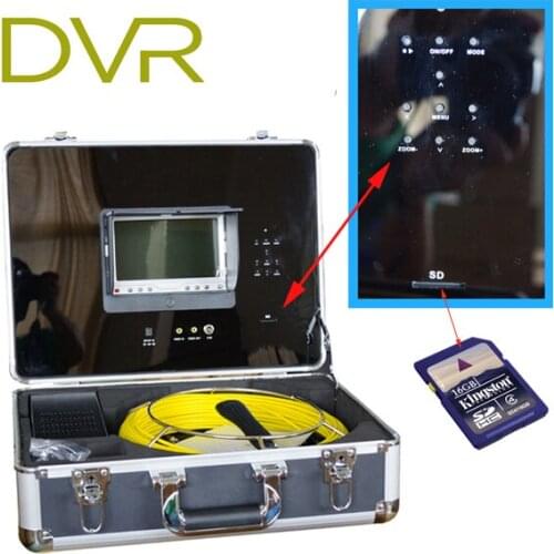 20m Fiber Glass Cable Waterproof Sewer Pipe Camera Pipeline Inspection 7" LCD DVR System 12 Pcs White LED Lights Night Vision