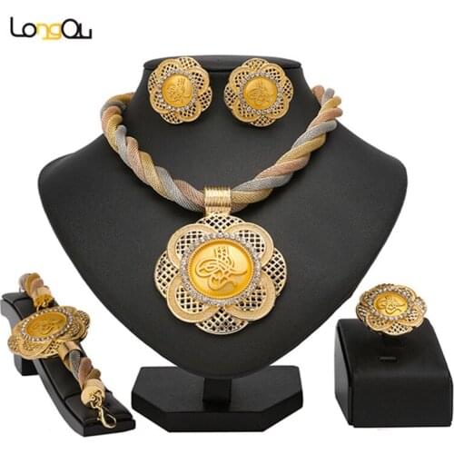 Longqu Quality Fashion Italian designer jewelry set Wholesale Dubai Gold colorful Jewelry set Fashion African Bridal Jewelry Set
